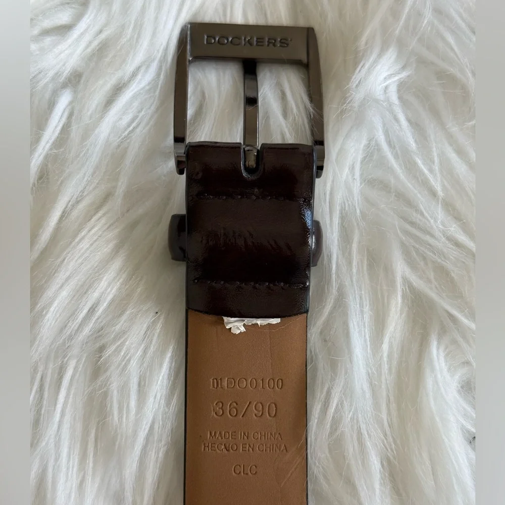 Dockers | Men’s Deep Brown Shiny Size 36 Belt Genuine Leather